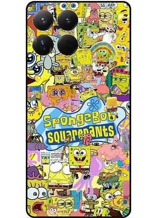 Силиконовый чехол бампер для xiaomi 15t pro с рисунком sponge bob губка боб