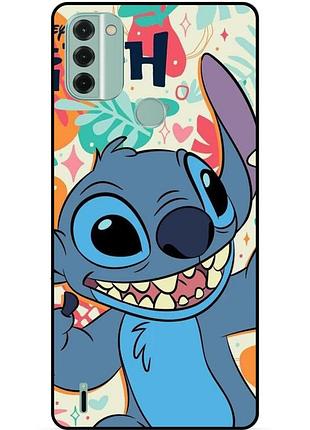 Силиконовый бампер чехол для nokia c31 с рисунком stitch стич