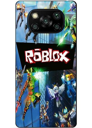 Силиконовый бампер чехол для xiaomi poco x3 с картинкой roblox роблокс