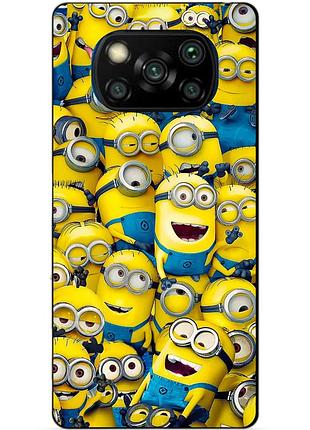 Силиконовый бампер чехол для xiaomi poco x3 с рисунком миньоны minion