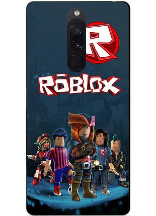 Силиконовый бампер чехол для xiaomi redmi 8 с рисунком roblox роблокс