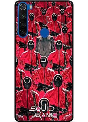 Силиконовый чехол бампер для xiaomi redmi note 8 с картинкой игра в кальмара