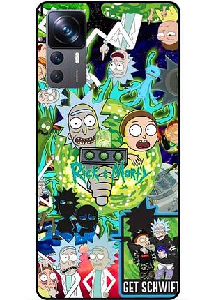 Силиконовый бампер чехол для xiaomi 12t с рисунком rick and morty рик и морти