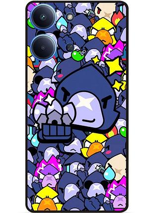 Силиконовый бампер чехол для xiaomi redmi 15c стикеры бравл ворон brawl