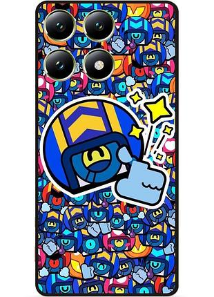 Силиконовый бампер чехол для xiaomi 14t стикеры бравл стю brawl