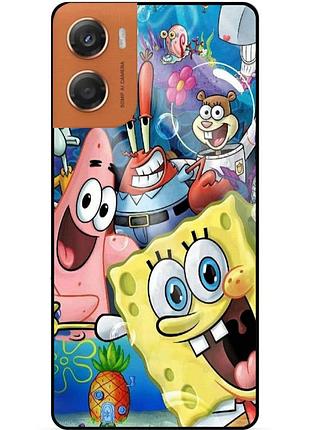Силиконовый бампер чехол для motorola moto g06 с рисунком губка боб sponge bob