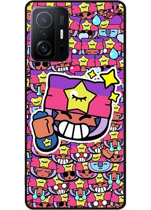 Силиконовый бампер чехол для xiaomi 11t стикеры бравл сэнди brawl
