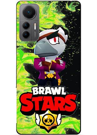Силіконовий бампер чохол для xiaomi 12 lite з героєм бравл білий ворон brawl