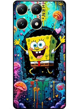 Силиконовый чехол бампер для xiaomi 14t pro с картинкой sponge bob губка боб