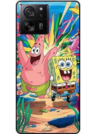 Силиконовый бампер чехол для xiaomi 13t pro с картинкой sponge bob губка боб