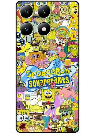 Силиконовый чехол бампер для xiaomi 14t pro с рисунком sponge bob губка боб