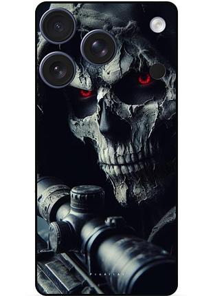 Чехол силиконовый бампер для iphone 17 pro max с рисунком скелет череп
