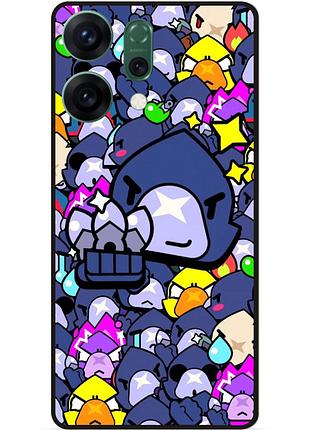 Силіконовий чохол бампер для oppo reno 14 стікери бравл ворон brawl