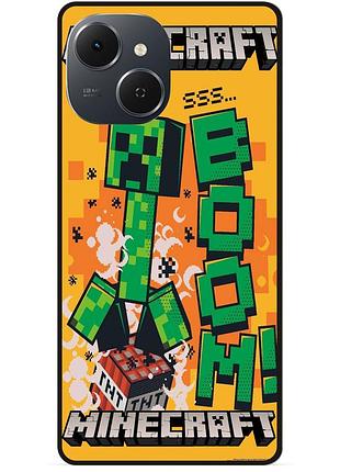 Силіконовий чохол бампер для tecno spark 40c з малюнком стів minecraft крипер майнкрафт 1