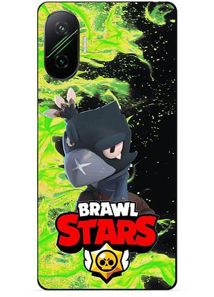 Чехол силиконовый бампер для xiaomi poco f7 с героем бравл ворон brawl