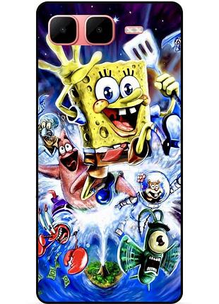 Силиконовый чехол бампер для infinix smart 10 plus с картинкой губка боб sponge bob