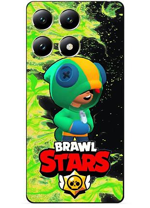 Чехол силиконовый бампер для xiaomi 14t с героем бравл леон бравл brawl