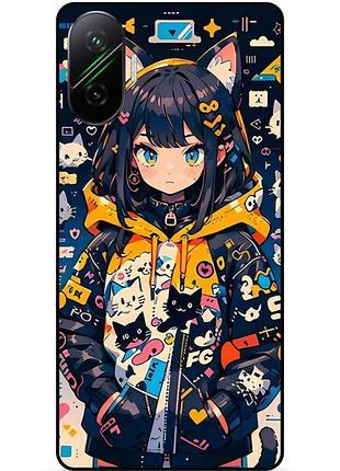Силіконовий бампер чохол для xiaomi poco f7 з малюнком котики аніме