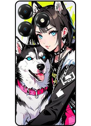 Чехол силиконовый бампер для zte blade a36 с рисунком хаски аниме
