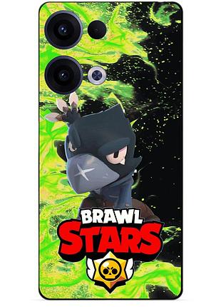 Чехол силиконовый бампер для oppo reno 13 с героем бравл ворон brawl