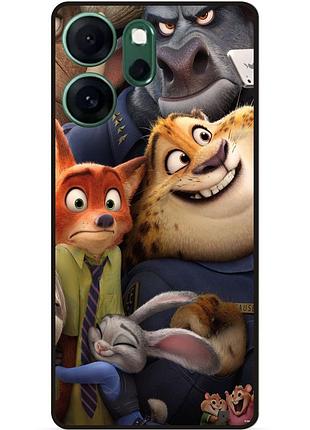 Силиконовый чехол бампер для oppo reno 14f с рисунком zootopia зверополис