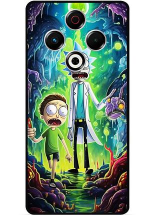 Силиконовый чехол бампер для tecno spark 30 (kl6) с рисунком рик и морти rick and morty