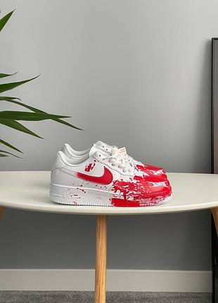 😎 мужские кроссовки nike air force 1 custom blood 🩸