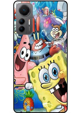 Силиконовый бампер чехол для xiaomi 12 lite с рисунком губка боб sponge bob