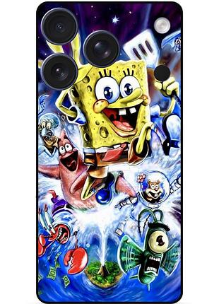 Силиконовый чехол бампер для iphone 17 pro max с картинкой губка боб sponge bob