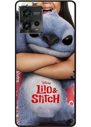 Силиконовый чехол бампер для motorola moto g72 стич и лило stitch