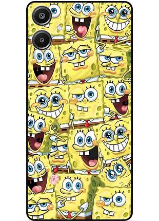 Силиконовый чехол бампер для samsung a07 с рисунком губка боб sponge bob
