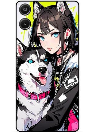 Чехол силиконовый бампер для samsung a07 с рисунком хаски аниме