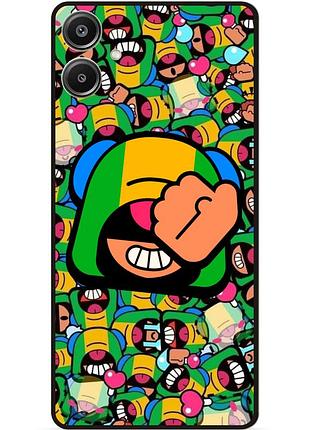 Силиконовый бампер чехол для samsung a05 стикеры бравл леон brawl