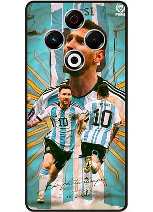 Силиконовый бампер чехол для tecno spark 30 (kl6) с рисунком messi аргентина месси