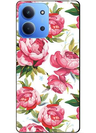 Чехол силиконовый бампер для xiaomi redmi 15c с рисунком пионы цветы