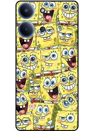 Силиконовый чехол бампер для xiaomi poco c85 с рисунком губка боб sponge bob