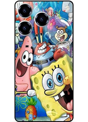 Силиконовый бампер чехол для zte blade a76 с рисунком губка боб sponge bob