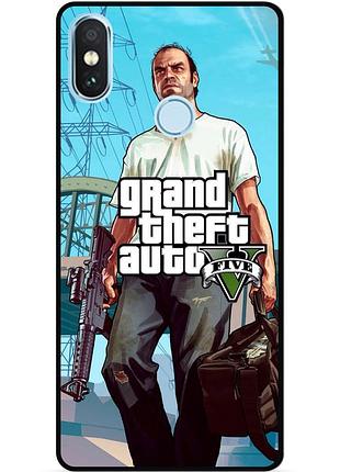 Силиконовый чехол бампер для xiaomi mi 8 с рисунком гта gta
