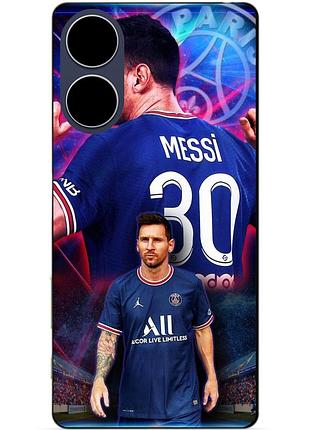 Силиконовый бампер чехол для oppo reno 10 с рисунком месси псж messi