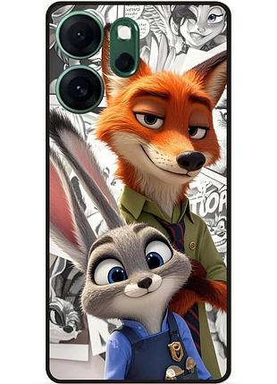 Силиконовый чехол бампер для oppo reno 14fs с рисунком зверополис zootopia