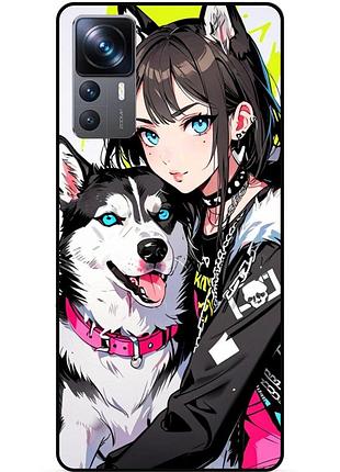 Чехол силиконовый бампер для xiaomi 12t с рисунком хаски аниме