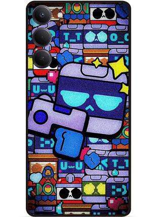 Силиконовый бампер чехол для xiaomi redmi 15 стикеры 8-бит бравл 8-bit brawl