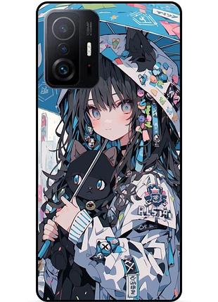 Чехол силиконовый бампер для xiaomi 11t с рисунком аниме котик
