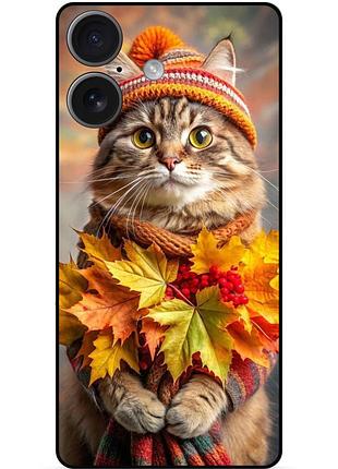 Силіконовий бампер чохол для iphone 17 з малюнком кішка восени
