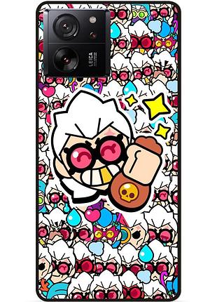 Силиконовый бампер чехол для xiaomi 13t стикеры бравл белль brawl