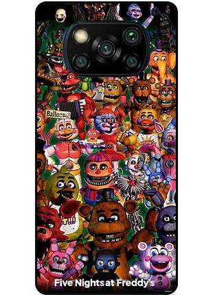 Силиконовый бампер чехол для xiaomi poco x3 с рисунком аниматроники freddy фредди