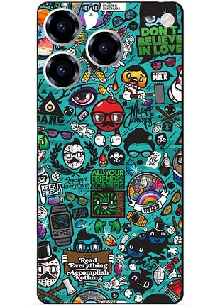 Чехол силиконовый бампер для zte blade a76 с рисунком стикеры