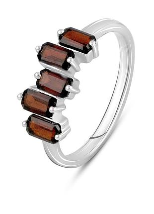 Срібне кільце komilfo з натуральним гранатом 1.642ct, вага виробу 2,53 г (2110156) 17 розмір 2.72, 17.5