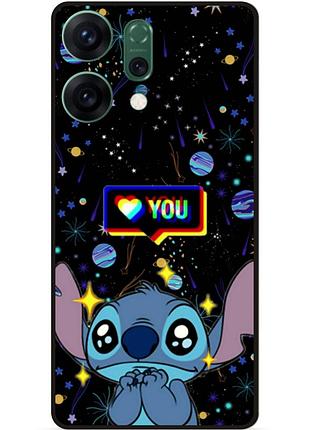 Силиконовый бампер чехол для oppo reno 14 лило и стич stitch