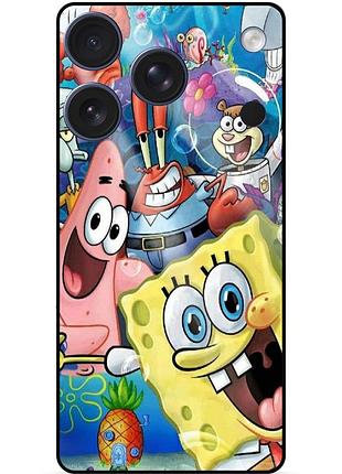 Силиконовый бампер чехол для iphone 17 pro с рисунком губка боб sponge bob